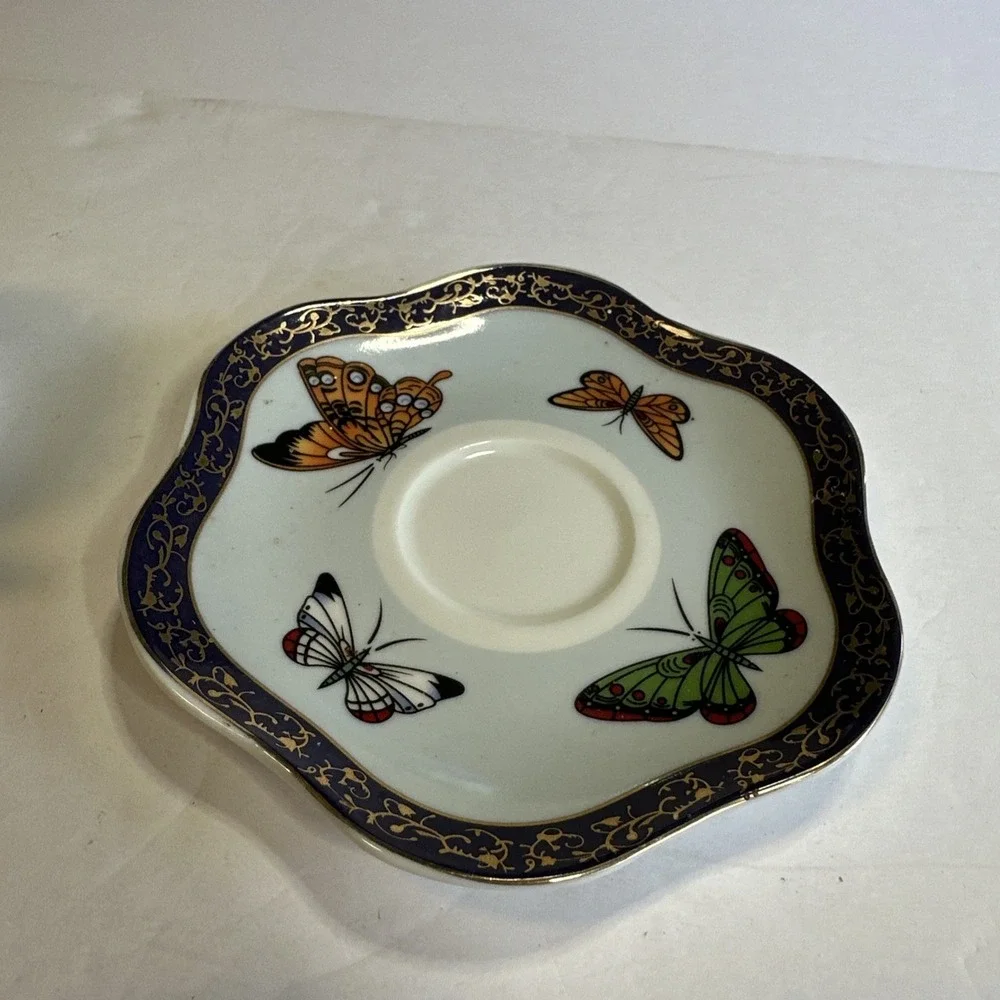 Small Formalities by CC&T Butterflies Demitasse Teacup & Saucer Set